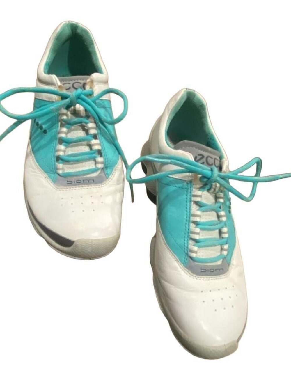 ECCO Biom Natural Motion Hydromax White and Teal Golf Shoes Women's size 5.5